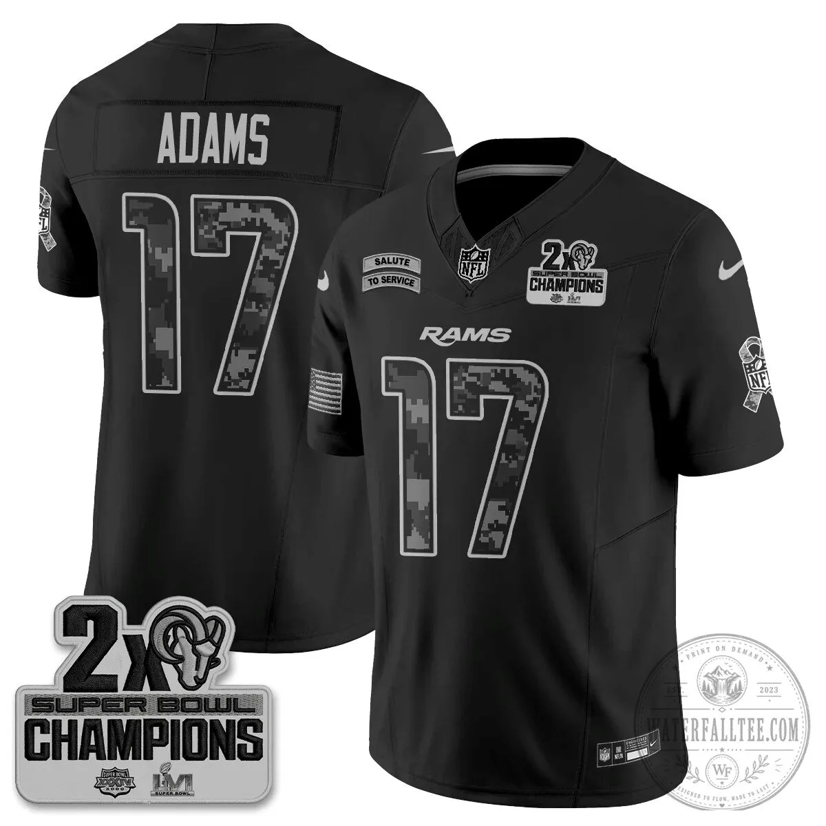 Los Angeles Rams Puka Nacua Black Salute To Service Football Jersey 58 Los Angeles Rams Puka Nacua Black Salute To Service Football Jersey